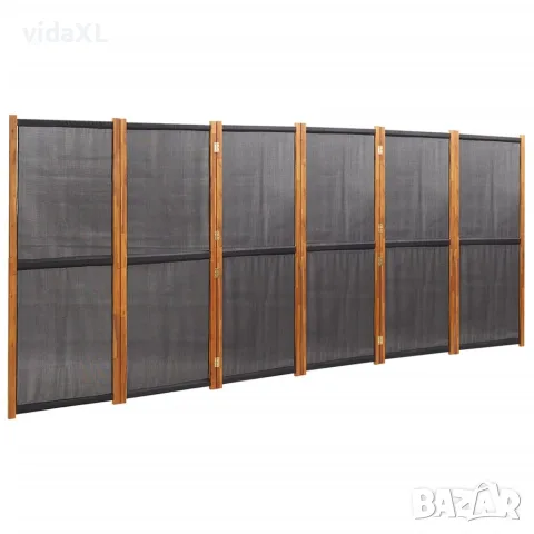 vidaXL Параван за стая, 6 панела, черен, 420x180 cм（SKU: 319182）