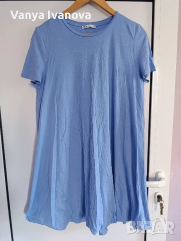 Zara синя памучна рокля