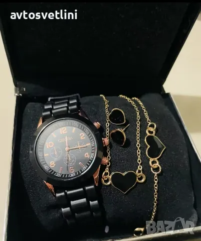 Модерен дамски комплект: Кварцови часовници Geneva + бижута (4 в 1), снимка 2 - Други - 48196490