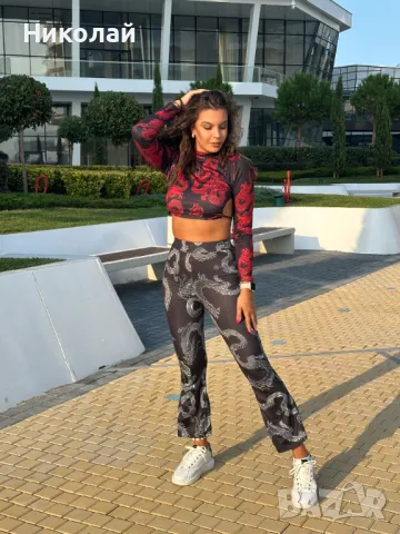 Дамски топ в разлини модели в комплект с панталон, снимка 3 - Панталони - 47630700