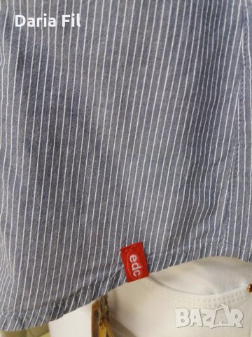 НАМАЛЕНИЕ! СТРАХОТНА памучна риза в ситно синьо-бяло райе с коланче под бюста, снимка 5 - Ризи - 29980872