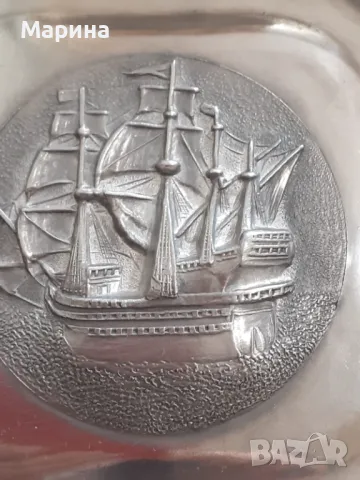 Масивен пепелник от калай Antik*Vintage#45, снимка 2 - Антикварни и старинни предмети - 48409751