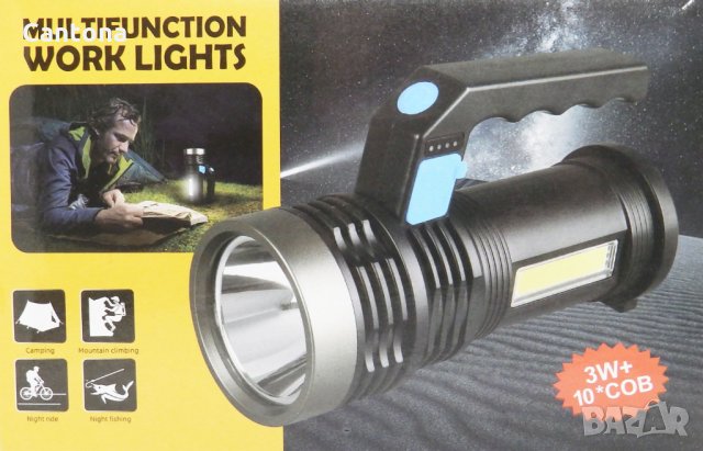 LED акумулаторен фенер и лампа със дръжка, LED + COB диоди