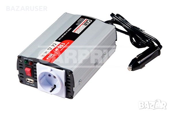 Инвертор-преобразувател 12V/220V 150W USB 0.5A