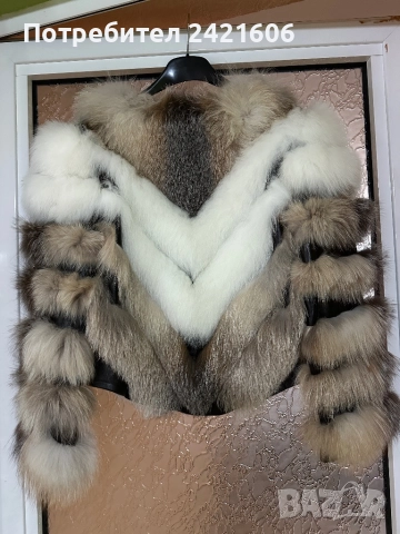 Ново! S кожено яке с естествен пух, снимка 2 - Якета - 52372049