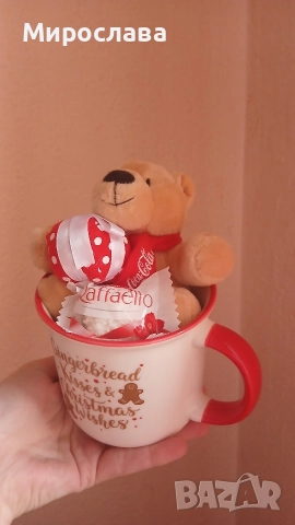 Коледна чаша с мече и лакомства , снимка 3 - Коледни подаръци - 52643830