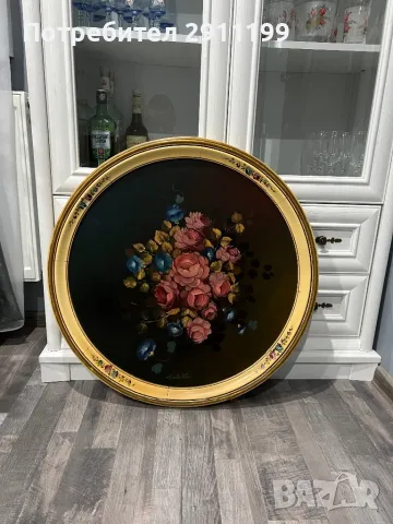 Кръгла картина, маслени бои, снимка 8 - Картини - 49508583