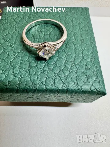 Сребърен пръстен с мойсанит (Диамант) 0.5 карата, снимка 6 - Пръстени - 48786927