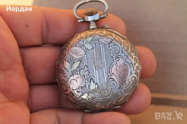 Френски сребърен джобен часовник , снимка 4 - Джобни - 56433043