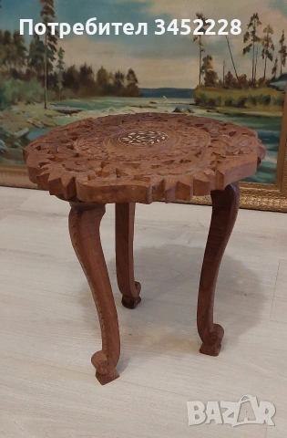 Дърворезба масичка малка за ценители височина 34см 
