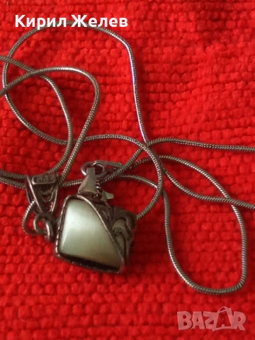РЕТРО АРТ СРЕБЪРЕН ПЕНДАНТ СРЕБРО 800 с БЯЛО КОТЕШКО ОКО и СРЕБЪРНА 925 ВЕРИЖКА с БЯЛА ПОЗЛАТА 49761, снимка 14 - Антикварни и старинни предмети - 50489422