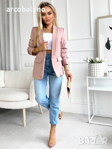 Елегантно дамско сако с драпирани ръкави, модерно и стилно, 10цвята , снимка 11 - Сака - 53245807