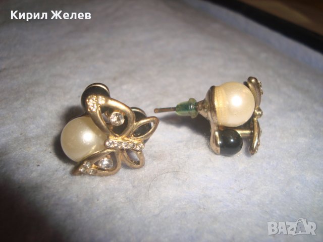 ПОЗЛАТЕНИ СТАРИ ПЕРЛЕН ТИП АРТ ОБЕЦИ с КРИСТАЛИ 17164, снимка 7 - Обеци - 37685785