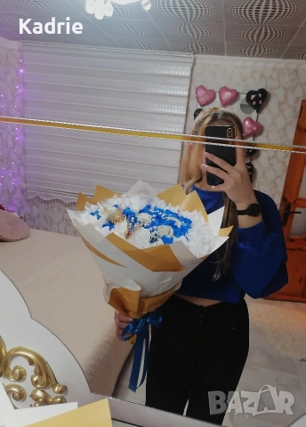 Вечен букет от 35 рози , снимка 3 - Изкуствени цветя - 52860982