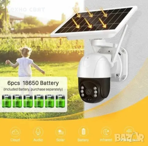 ПРОМО 4G ИЗЦЯЛО АВТОНОМНА Соларна камера слот за сим+sd карта,4G IP67