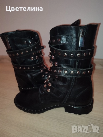 Боти Pinko - Leather biker boots, снимка 3 - Дамски боти - 52826146