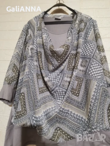 СТРАХОТНА ТУНИКА ЕФЕКТНА ЯКА 3XL-4XL, снимка 4 - Туники - 50802935