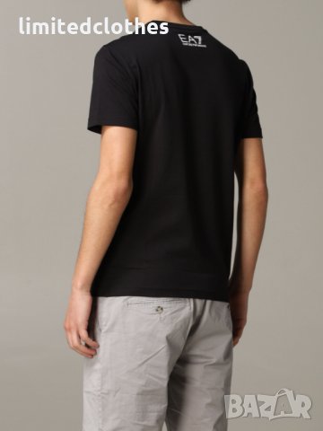 EMPORIO ARMANI EA7 Black Large Logo Print Slim Fit Мъжка Тениска size XL (M / L), снимка 3 - Тениски - 35353124