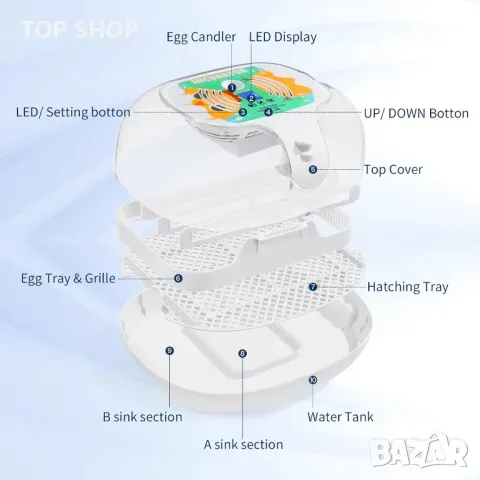 Автоматичен смарт инкубатор 16 яйца от Oifecsie, снимка 3 - За селскостопански - 48638480