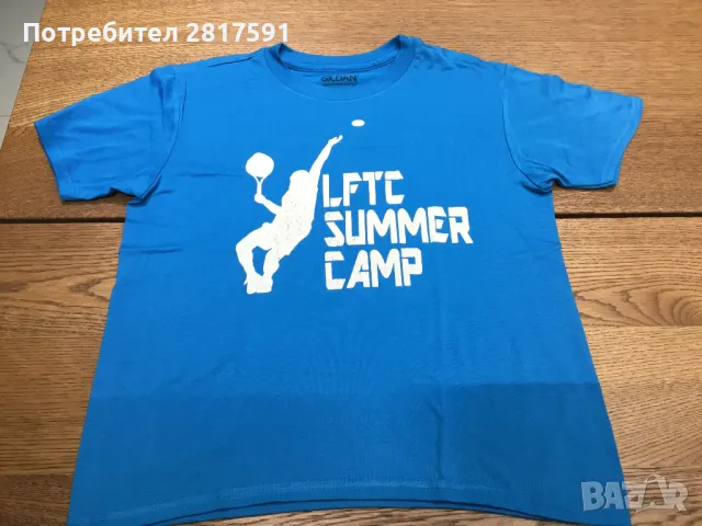 Детска тениска синя с щампа на тенис клуб, размер L