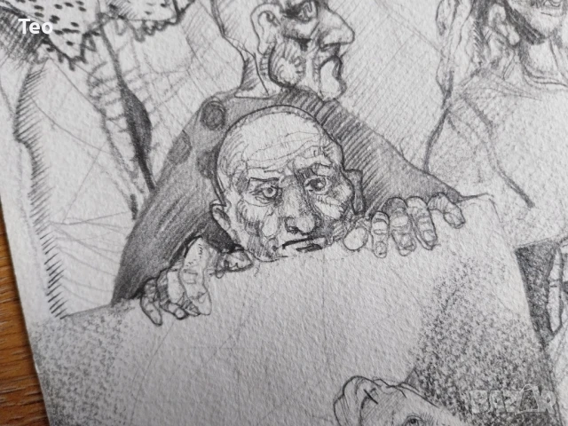 Прекрасна рисунка 38/55 см., снимка 3 - Антикварни и старинни предмети - 51054962