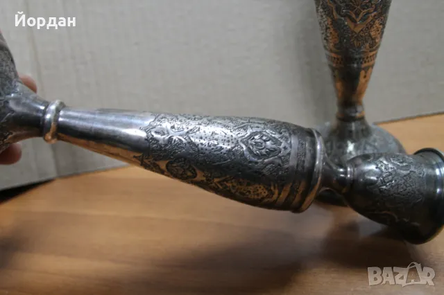 1 чифт сребърни свещници от царска Русия, снимка 3 - Антикварни и старинни предмети - 49212286