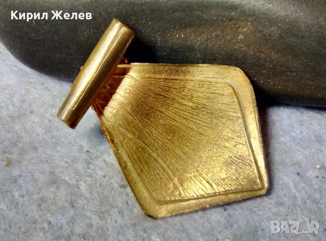 СТАР РОМБОИДЕН АР ДЕКО ПОЗЛАТЕН МЕДЕН ПЕНДАНТ с ЮВЕЛИРНО ФАСЕТИРАН ОБСИДИАН 48803, снимка 2 - Антикварни и старинни предмети - 48818737