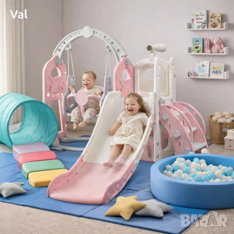 Детска пързалка с люлка 4 в 1 – за дома и двора