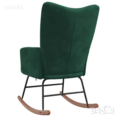 vidaXL Люлеещ стол, тъмнозелен, кадифе, снимка 6 - Столове - 56146868