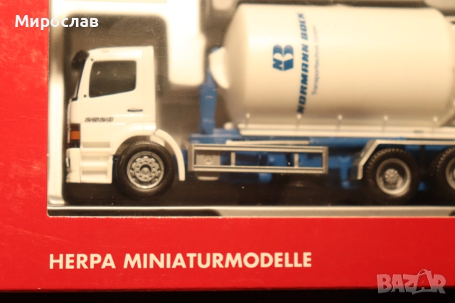 HERPA H0 1/87 MERCEDES ATEGO ЦИМЕНТОВОЗ КАМИОН МОДЕЛ, снимка 3 - Колекции - 52335397