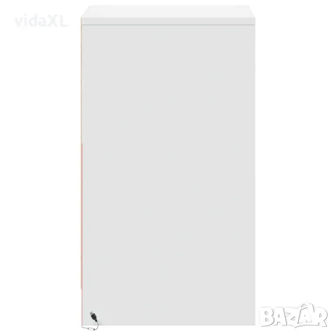 vidaXL Нощно шкафче с LED осветление, бяло, инженерно дърво, снимка 7 - Шкафове - 56148199