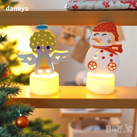 6228 Коледна електронна свещ с метална фигурка, 8 см, снимка 2 - Декорация за дома - 52019159