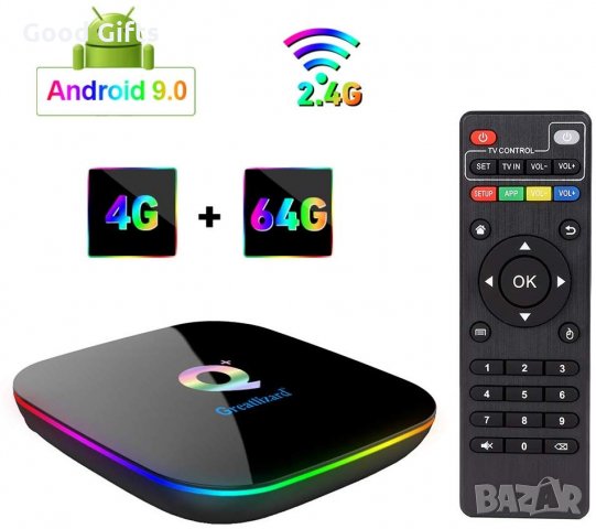 Супер Мощен Smart TV BOX Android 9.0 Q Plus тв бокс, снимка 11 - Плейъри, домашно кино, прожектори - 29524849