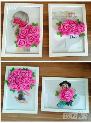 Рамки декорирани с цветя подходящи за 8ми март рожден ден или друг повод , снимка 3 - Други - 44380611