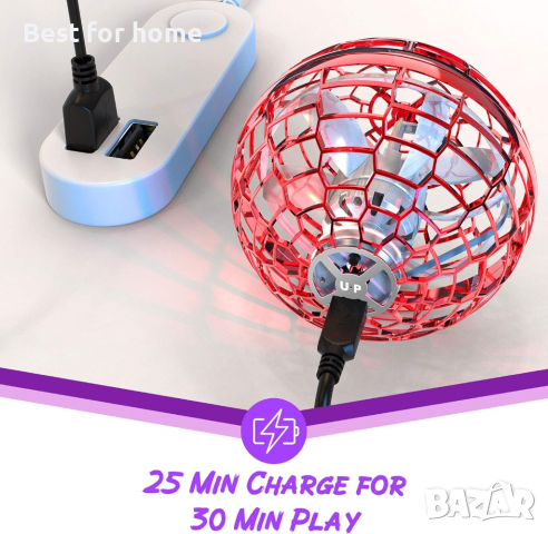 LED летяща топка Flynova Pro, Акумулаторна с USB, Червена Синя, снимка 8 - Влакчета, самолети, хеликоптери - 44781987