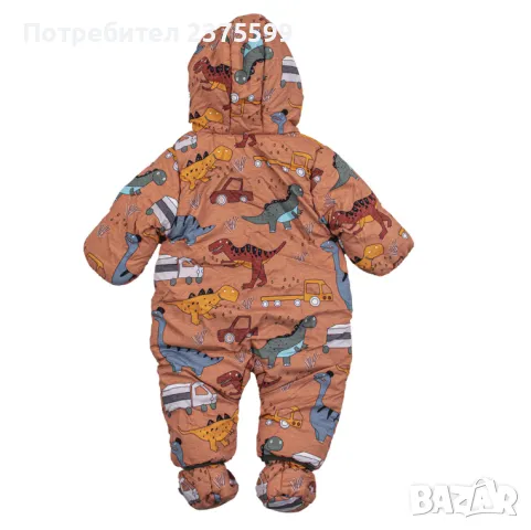 Бебешки ескимос с обръщащи се ръкави и терлички "Дино" в оранжево, снимка 4 - Комплекти за бебе - 49588047