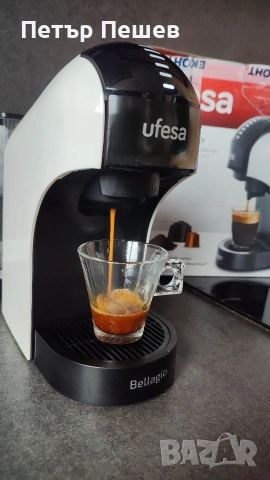 50€ Ufesa Bellagio Bianca 3в1 работи с капсули Долче Густо, Неспресо, Смляно кафе , снимка 4 - Кафемашини - 53896934