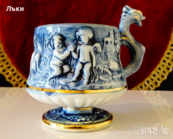 Порцеланова чаша Capodimonte,ангели,злато. , снимка 2 - Антикварни и старинни предмети - 51824516