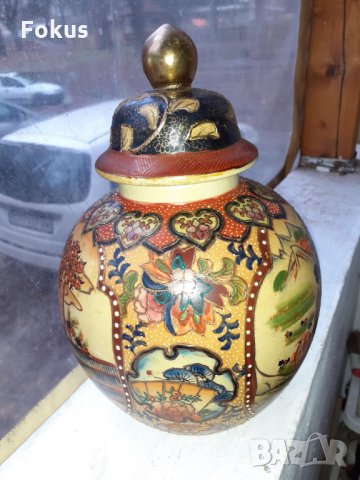 Голяма стара антикварна ваза Сатцума Satsuma рисувана, снимка 6 - Антикварни и старинни предмети - 35141725