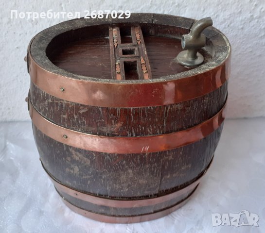 Дървено буре с медни обръчи и стойка, снимка 7 - Други - 31658196
