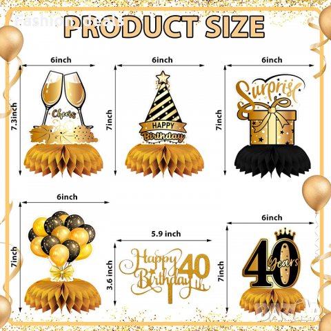 Нова Декорация за маса 40-ти рожден ден Украса Парти консумативи, снимка 3 - Други - 37335823