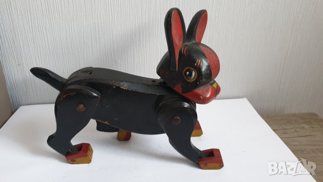 Стара дървена играчка куче, снимка 1 - Колекции - 44177344