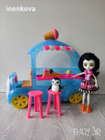 Комплект камион за сладолед и кукла пингвин и любимец. Енчантималс Enchantimals  35лв.