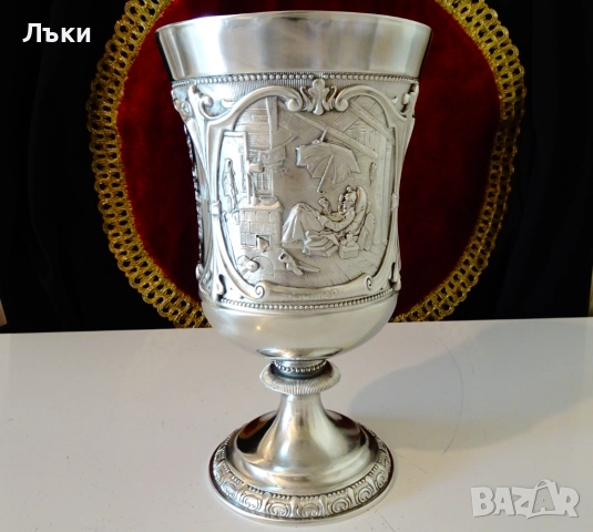 Величествен калаен бокал,чаша от калай 600 мл.,WMF. , снимка 2 - Антикварни и старинни предмети - 51446715