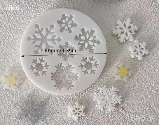 7 снежинки снежинка силиконов молд форма фондан шоколад декор украса, снимка 3 - Форми - 52298618