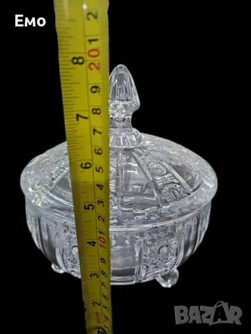 Елегантна стъклена купичка с капаче за ядки и бонбони, снимка 2 - Други - 48181200