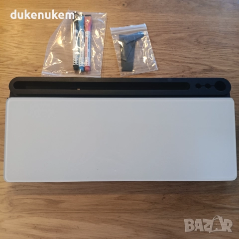 Стъклена дъска за бюро с органайзер, бяла, с маркери и чекмедже за офис и home office, снимка 7 - Други стоки за дома - 52638147