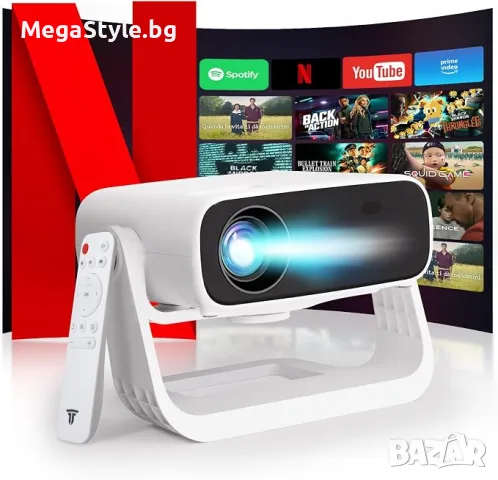 Проектор Wielio с интегрирани приложения, Native1080P 4K поддръжка, WiFi 6 и Bluetooth 