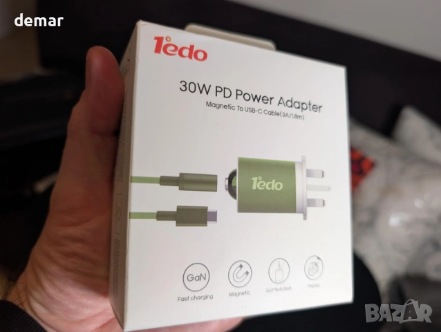 Зарядно устройство 30W GaN бързо зареждане с магнитен към C конектор, снимка 9 - Оригинални зарядни - 54224733