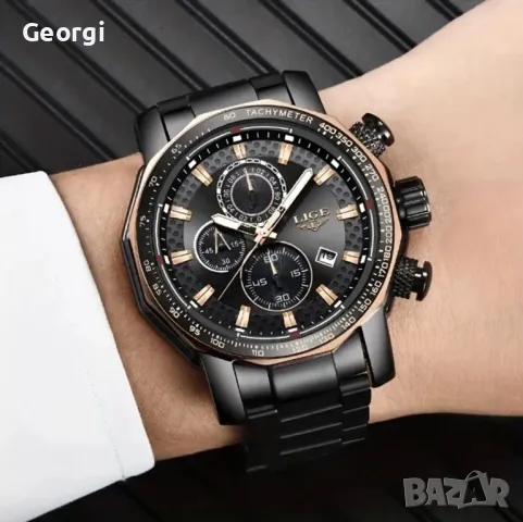 Луксозен, Спортен Мъжки Хронограф LIGE Elegant* Дизайн с награда ”Старо злато”!, снимка 6 - Мъжки - 49621980
